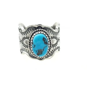 Delayne Reeves Navajo Sterlingsilber Jakobsmuschel Stil Bandring Arizona Türkis - Bild 1 von 7