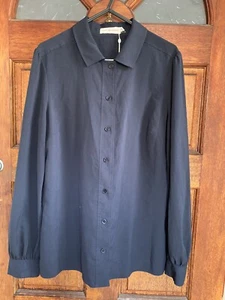 Tory Burch Long Sleeves Shirt, Navy Blue, US Size 8 / UK Size 12 - Picture 1 of 3