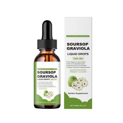 MARKENLOS 60ml 100% puro Graviola Soursop Liquid Drops1800mg Fruit Leaf estratto di erbe NUOVO