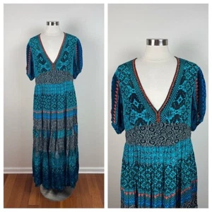 Bhanuni By Jyoti Anthropologie Marian Blue Orange Floral Maxi Dress New With Tag - Picture 1 of 11