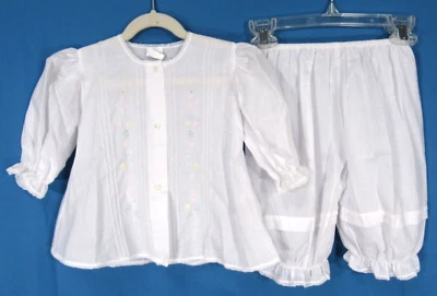 GARDEN OF ANGELS Branco LAWN Pintuck Bordado RETRATO IGREJA Top/Calça 12M - Imagem 1 de 4