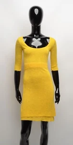 Mini Vestido ceñido al cuerpo Miss Sixty Y2K Cottage Amarillo Manga 3/4 Tejido Talla S - Imagen 1 de 10