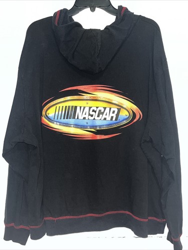 VETEMENTS FELPA CON CAPPUCCIO VINTAGE NASCAR 26 28 20W 2XL NERA ZIP GLITTER IMPREZIOSITA JERRY LEIGH DONNA