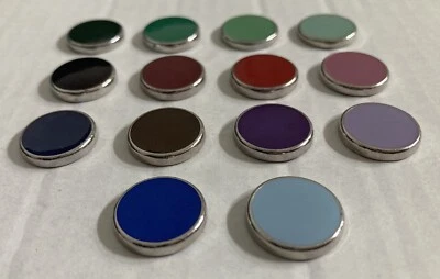 Silver Rim Shank Coloured Epoxy Buttons 15mm Pack Of 6 - Image 1 of 4