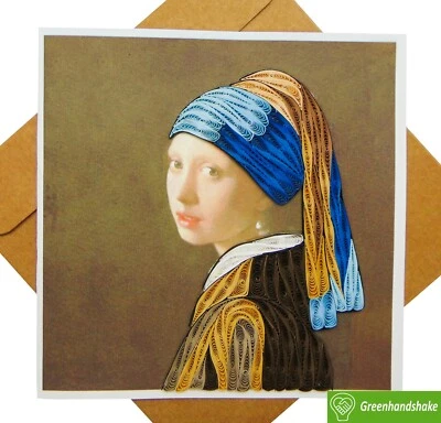 Johannes Vermeer’s Girl with a Pearl Earring (1665) Quilling Art Greeting Card