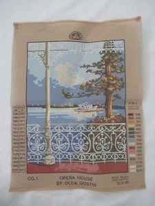 Vintage Tapestry Needlework Canvas Sydney Opera House By Olga Gostin Unworked DM - Picture 1 of 8