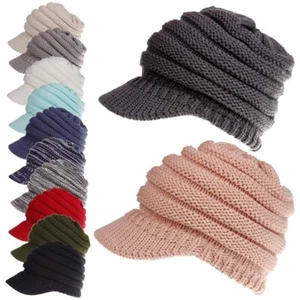 Women's Girl's Hats Knitted Baseball Beanies Ponytail Hat Cap Sport Warm Outdoor - Picture 1 of 24