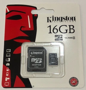 Kingston 16GB Micro SD HC & Adapter Retail Pack Micro SDHC Class 4 High Speed - Picture 1 of 4
