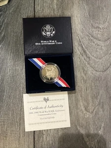 1991-1995 WWII 50th Anniversary Proof Clad Half Dollar - Picture 1 of 3