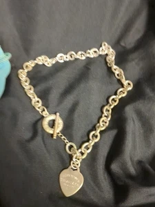 Vintage Tiffany & Co Sterling Silver Return to Tiffany Heart Toggle Necklace 15” - Picture 1 of 7