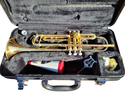 Trompeta Yamaha YTR 200AD Ventaja Trompeta Latón Dorado con Boquilla y Estuche Foto 1 de 4
