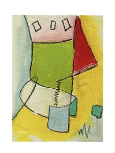 Aceo By Kenna Original Abstract Painting 2.5” X 3.5” Signed - Imagen 1 de 4