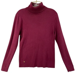 Lauren Ralph Lauren Rollkragen Pullover Damen XL Rippstrick weinrot Logo Academia - Bild 1 von 12