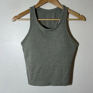 CRZ YOGA Sports Bra Women's Padded Racerback LongLine Yoga Bra Crop Sage Medium - Picture 1 of 3