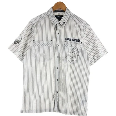 Винтажный Harley-Davidson в полоску узор скрытый коротким рукавом работы... - Изображение 1 из 4
