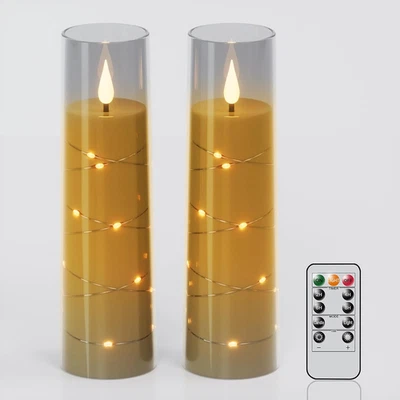 Flameless LED Candles with Remote Timer, 2 Pack Flickering Battery Operated P... - Image 1 of 4