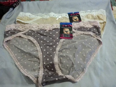 2 pares de bragas de bikini desnudas y grises con punto rosa Maidenform DM0016 *NUEVAS* XL 8 Foto 1 de 2