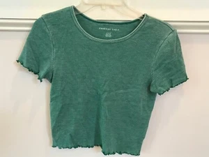 Camicia girocollo American Eagle verde waffle manica corta taglia M ottime condizioni - Foto 1 di 3