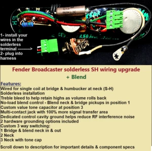 Fender Broadcaster Solderless SH Wiring Upgrade with Blend + Treble Bleed - Bild 1 von 6