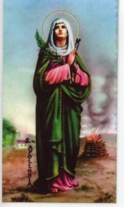 St. Apollonia - Relic Laminated Holy Card- Blessed by Pope Francis 
