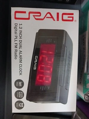 Craig CR45372 1.2 inch Dual Alarm Clock with Digital PLL FM Radio in Black - Image 1 of 4