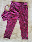 Ensemble de soutien-gorge de sport legging fille 2 pièces taille 7/8 NEUF violet avec logo rose