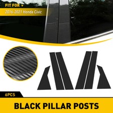 Carbon Fiber Door Window Pillar Post Cover Trim Decal Fit For Honda Civic 16-21