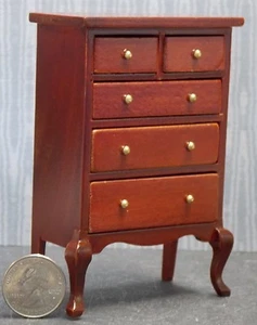 Dollhouse Miniature High Chest of Drawers 1:12 one inch scale E27 Dollys Gallery - Picture 1 of 2