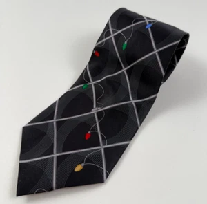 Holidays Men 100% Silk Christmas Lights Traditional Neck Tie  Black  NWOT - Bild 1 von 7