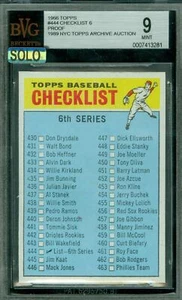 1966 TOPPS LOA # 444 CHECKLIST SP PROOF BGS 9 MAC SOLO FINEST GRADE $500 CARD * - Picture 1 of 7