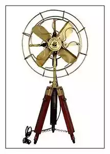 Antique Brass Golden Nautical Adjustable Hight Vintage Look Tripod Table Fan - Picture 1 of 9