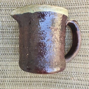 Pitcher Rustic Hand Thrown Pottery Signed 4” Tall 3 3/4” Wide Clay - Picture 1 of 5