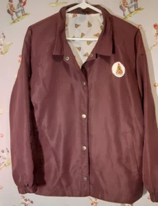 🍕 Jac Vanek JV Pizza Forever Coaches Jacket Windbreaker Women Sz LARGE Burgundy - Picture 1 of 14