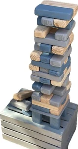 Giant Tumble Block Game Play Up 6ft Crate & Stand 3 Tone Lawn Yard Outdoor 7.5in - Picture 1 of 19