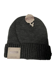 Kenneth Cole Reaction Beanie Mens Sherpa Fleece Lined Heat Retention Charcoal - Picture 1 of 6