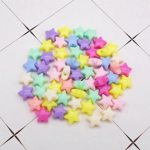 50pc Plastic Colorful 9mm Loose Beads Mixed Five-point Star Beads Hole 1.5mm - Picture 1 of 4