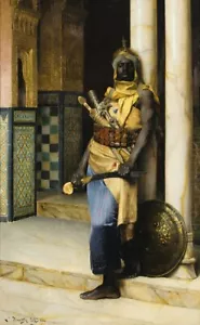 Handgefertigtes Ölgemälde Repro Ludwig Deutsch - Schlossbewachung - Bild 1 von 1