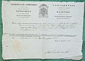 OO37-CERTIFICATO Vescovile-Fano-Luigi Carsidoni - Picture 1 of 1