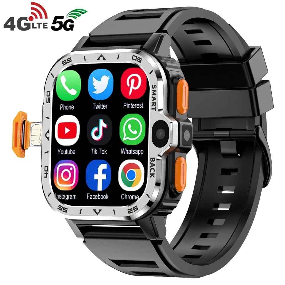 Herren Smartwatch Smart Uhr Männer Frauen hd kamera GPS SIM-Karte 4G RAM 64G ROM - Bild 1 von 4