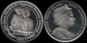 British Virgin Islands: 2006 Ten Dollars QEII 80th Birthday silver $10 - Picture 1 of 1