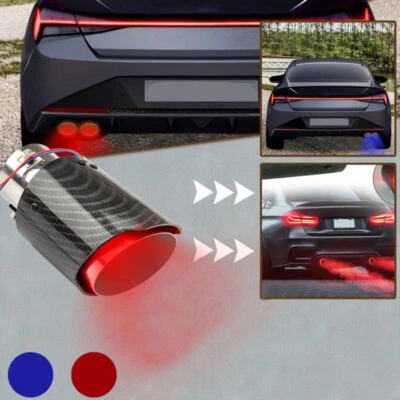 63-65mm Car Muffler Exhaust Tip Tail Pipe LED Light Carbon Fibre Accessories  - Image 1 of 4