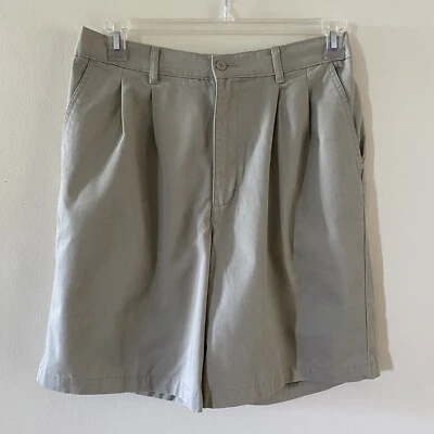 PANTALONES CORTOS CHINOS VINTAGE PURITAN HOMBRE BEIGE PLISADO DELANTERO CAQUI - TALLA 34 - BOLSILLOS Foto 1 de 4