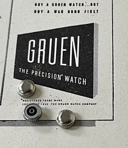 3 vintage Gruen watch steel waterproof crowns for 460 510 550 552 580 710 - Picture 1 of 5