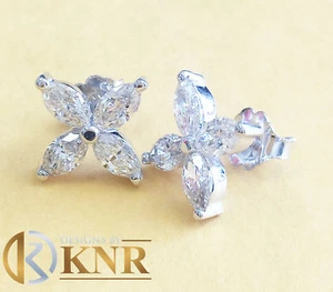 14K WHITE GOLD MARQUISE CUT DIAMONDS EARRINGS PRONG SET PUSHBACKS BRIDAL 1.60CTW - Picture 1 of 5