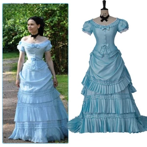 Blue Victorian Vintage Historical Civil War Costume Wedding Dress Ball Gown - Picture 1 of 13