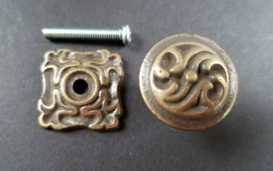 1 x perillas de latón ornamentadas Art Nouveau, tira de herrajes con placa posterior de 1" #K5 - Imagen 1 de 8