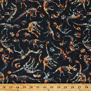 Cotton Prehistoric Dinosaurs Fossils Animals Black Fabric Print by Yard D579.80 - Picture 1 of 1