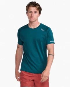 2XU Aero Running Tee Deep Jade Silver Reflective MR6557A-DPJ/SRF Men's NEW - Picture 1 of 2