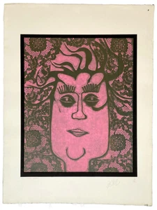 Brian Elliott signiert Vintage 1969 Siebdruck The Writer Kluber Original Kunst - Bild 1 von 4