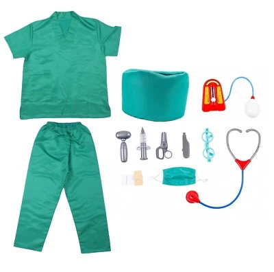 Conjunto de fantasia de médico para crianças Halloween médico enfermeira cosplay conjunto de vestir  - Imagem 1 de 4